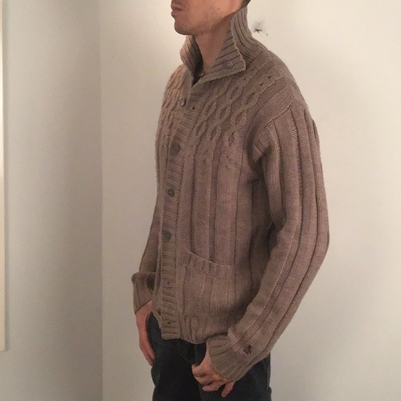 NWT Original Penguin cable knit cardigan sweater. Tan color. Size L - Picture 4 of 10
